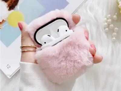 Fluff Silicone Earphone Sleeve Plush Back Cover for AirPods 1/2, Pro, Pro2, and Gen 3