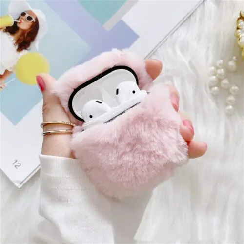 Fluff Silicone Earphone Sleeve Plush Back Cover for AirPods 1/2, Pro, Pro2, and Gen 3