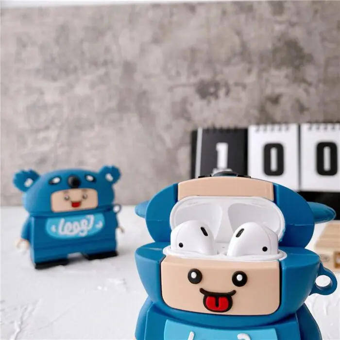 Super Cute Kid with Bear Costume Compatible with Apple, Cartoon Silicone Earphone Cover