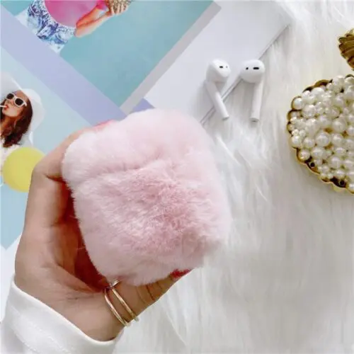 Fluff Silicone Earphone Sleeve Plush Back Cover for AirPods 1/2, Pro, Pro2, and Gen 3