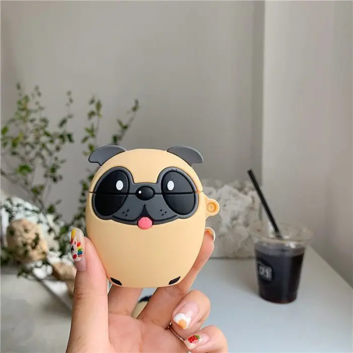 Cute Pug Dog Silicone Soft Protective Sleeve For Earphones