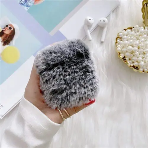 Fluff Silicone Earphone Sleeve Plush Back Cover for AirPods 1/2, Pro, Pro2, and Gen 3