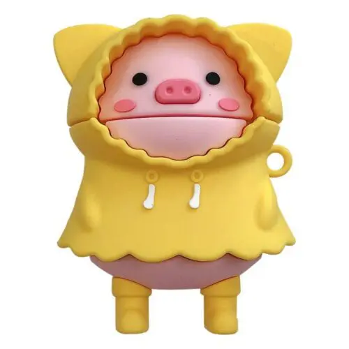 Pig with Raincoat Silicone Earphone Case – Cute Protective Cover for AirPods