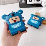 Super Cute Kid with Bear Costume Compatible with Apple, Cartoon Silicone Earphone Cover