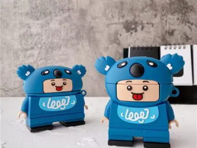 Super Cute Kid with Bear Costume Compatible with Apple, Cartoon Silicone Earphone Cover