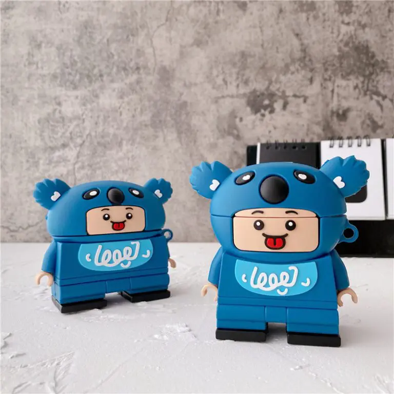 Super Cute Kid with Bear Costume Compatible with Apple, Cartoon Silicone Earphone Cover