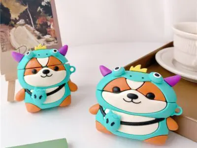 Dog with Dragon Costume Earphone Case – Protective Silicone Cover for AirPods 1/2 & Pro