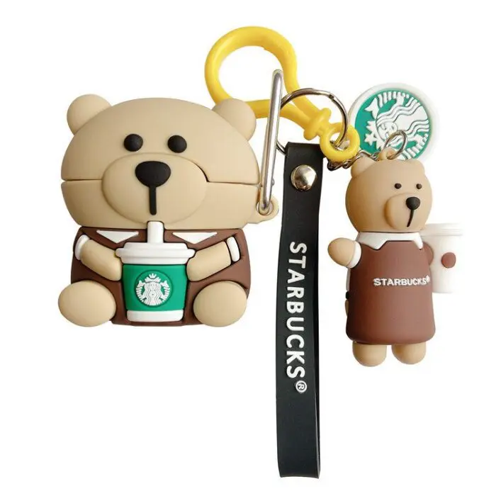 Silicone Bear Drinking Starbucks Earphone Protective Case Suitable for General, Generation 1, 2 & 3