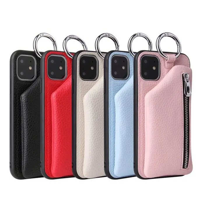 Practical PU Leather Phone Protective Case with Neck Lanyard and Wallet