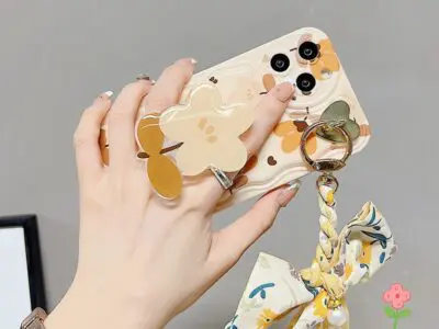 Delicate Leave And Flowers Protective Phone Case with Bow Detail