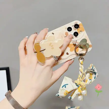 Delicate Leave And Flowers Protective Phone Case with Bow Detail