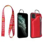 Practical PU Leather Phone Protective Case with Neck Lanyard and Wallet