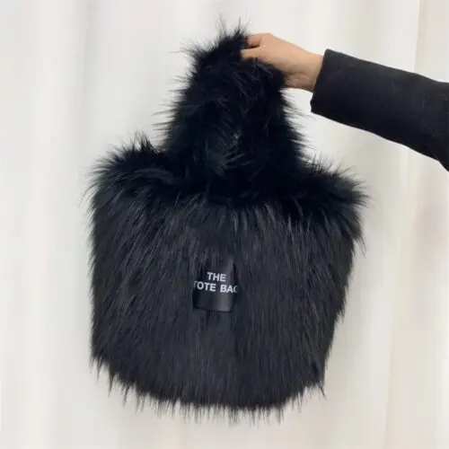 Luxury Fluff Designer Tote Bag – Furry Leather Purse for Women