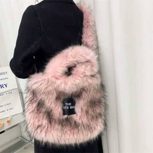 Luxury Fluff Designer Tote Bag – Furry Leather Purse for Women