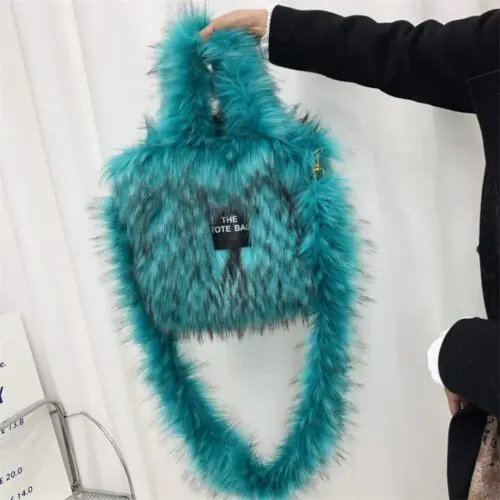 Luxury Fluff Designer Tote Bag – Furry Leather Purse for Women