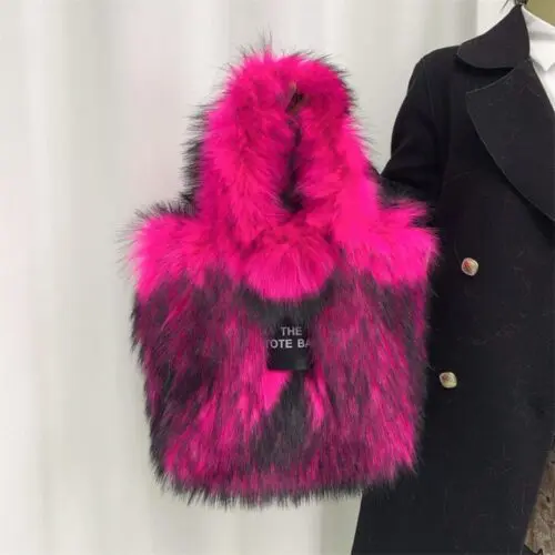 Luxury Fluff Designer Tote Bag – Furry Leather Purse for Women
