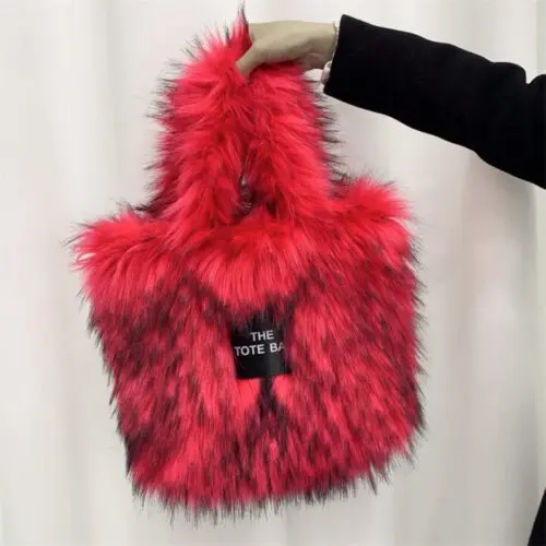 Luxury Fluff Designer Tote Bag – Furry Leather Purse for Women