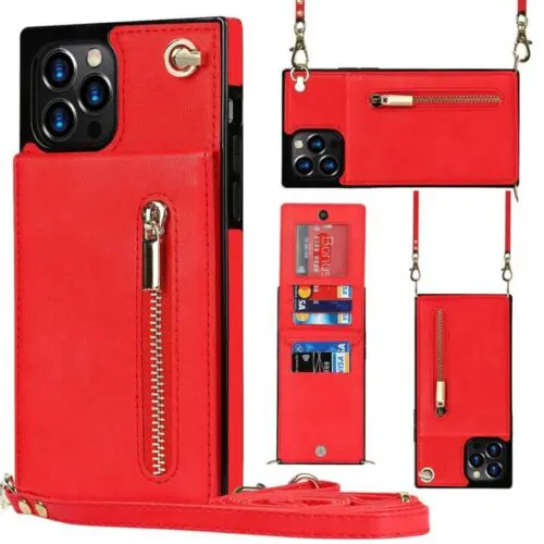 Dual Use Phone Protective Case with Attached Wallet and Crossbody Strap