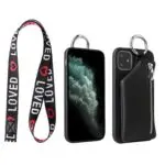 Practical PU Leather Phone Protective Case with Neck Lanyard and Wallet