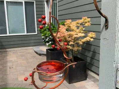 Cranberry Hummingbird Feeder – Handcrafted Vine and Berry Design for Outdoor Use
