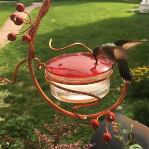 Cranberry Hummingbird Feeder – Handcrafted Vine and Berry Design for Outdoor Use