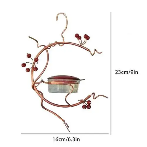 Cranberry Hummingbird Feeder – Handcrafted Vine and Berry Design for Outdoor Use