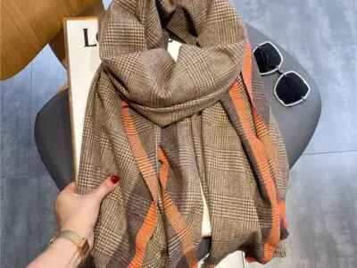 Elevate Your Winter Look with a Luxury Brand Plaid Scarf. Stay Warm and Fashionable with this Thicked Wool Shawl and Pashmina Wrap, Perfect for Blanket Scarves