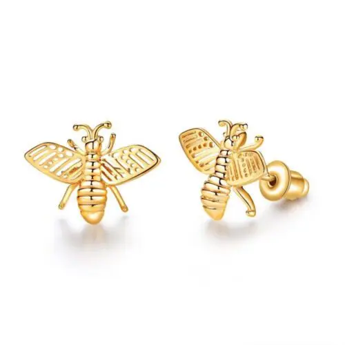Bumblebee with Rhinestone Earrings: Korean Crystal Bee Earrings for Sweet Simplicity
