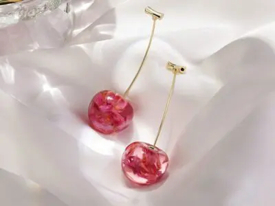 Cherry Blossom Elegance: French-Inspired Long Dried Cherry Earrings