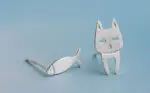 Whimsical Comet Cat-Fish S925 Sterling Silver Detachable Cat Fish Pin Stud Earrings