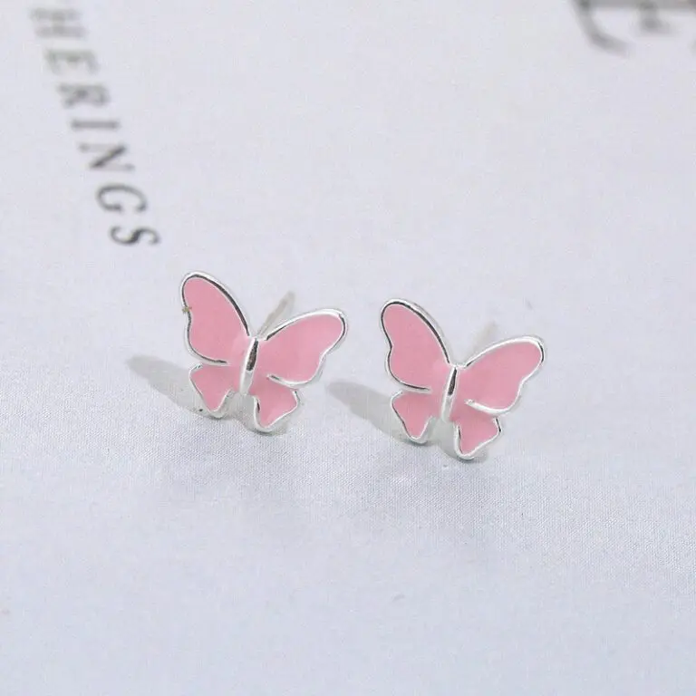 Whimsical Butterfly Dreams, Sterling Silver Literary Stud Earrings