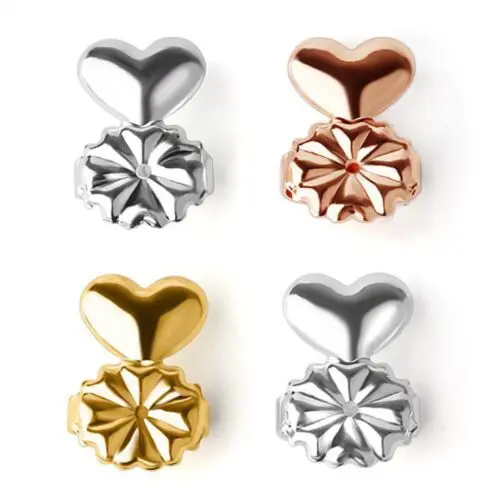 Earlobe Back Support for Earrings - Heartfelt Support Aid-Level Heart Stud Earrings with Buckle Fasteners