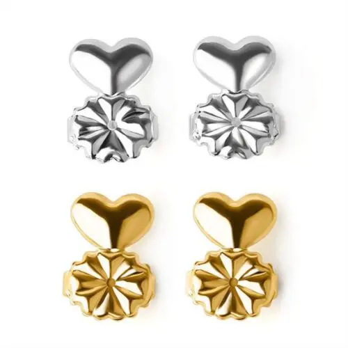 Earlobe Back Support for Earrings - Heartfelt Support Aid-Level Heart Stud Earrings with Buckle Fasteners