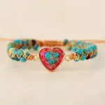 Peach Heart Love: Red Emperor Stone Braided Bracelet