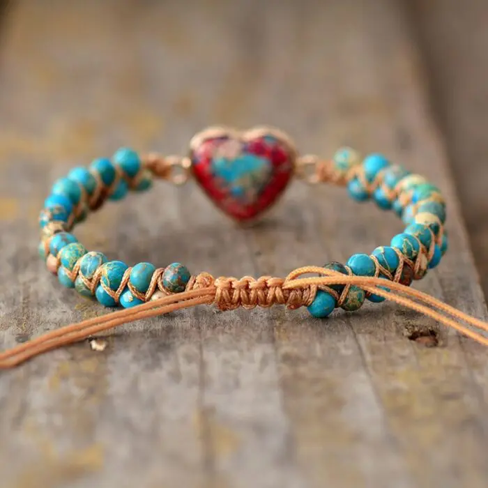 Peach Heart Love: Red Emperor Stone Braided Bracelet