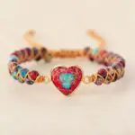 Peach Heart Love: Red Emperor Stone Braided Bracelet