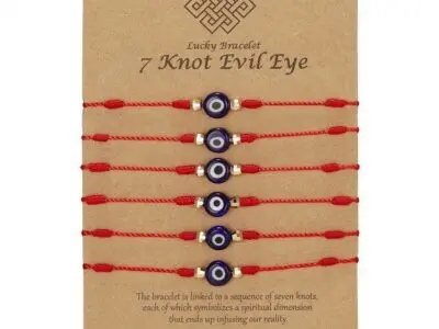 Lucky Eye Handmade Turkish Bracelet: Evil Eye 6-Pack of Blue Eye Braided Adjustable Bracelets