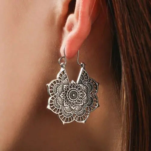 Spanish Style Boho Earrings: Bohemian Blossom Vintage Openwork Floral Earrings
