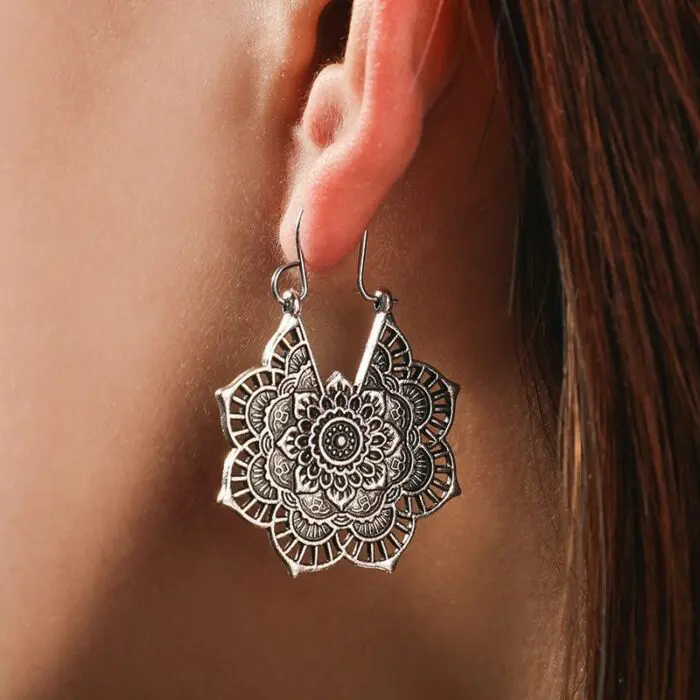 Bohemian Blossom Vintage Openwork Floral Earrings with Ethnic Flair