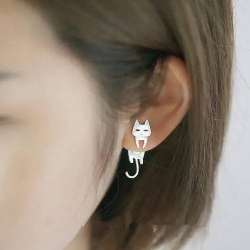 Whimsical Cat and Fish Earrings: Comet Catfish Sterling Silver