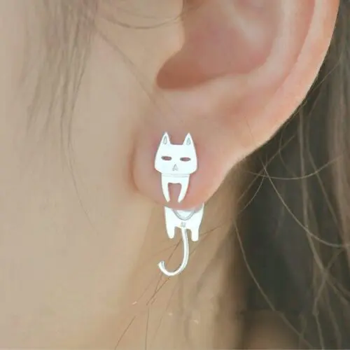 Whimsical Cat and Fish Earrings: Comet Catfish Sterling Silver