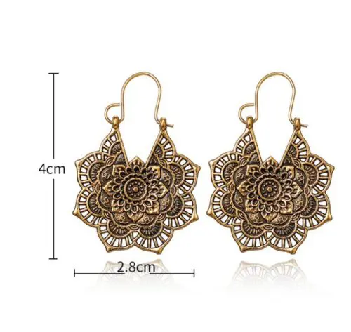 Spanish Style Boho Earrings: Bohemian Blossom Vintage Openwork Floral Earrings