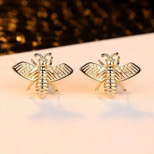 Bumblebee with Rhinestone Earrings: Korean Crystal Bee Earrings for Sweet Simplicity