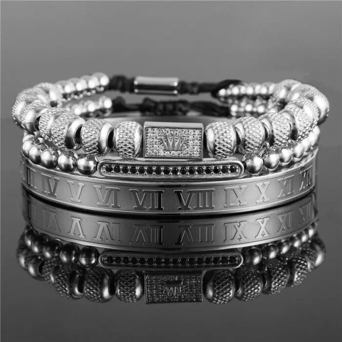 Regal Vintage Crown Braided Bracelet for Men