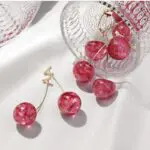 Cherry Blossom Elegance: French-Inspired Long Dried Cherry Earrings