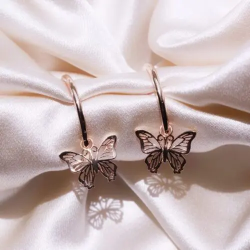 Butterfly Golden Hoops Earrings: Exquisite Butterfly Earrings for Women