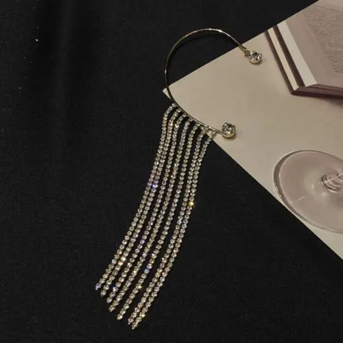 Ear Wrap Dangle Crystal Earrings | Elegance in Motion Long Tassel Statement Earrings