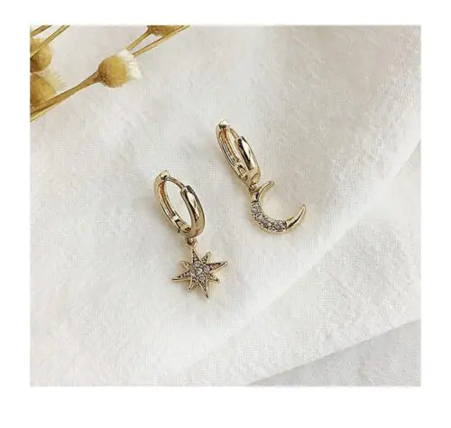 Star and Moon Whimsical Earrings: Celestial Harmony Earrings for Women