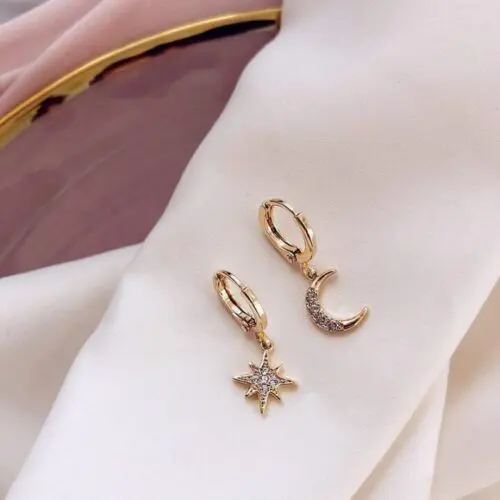 Star and Moon Whimsical Earrings: Celestial Harmony Earrings for Women