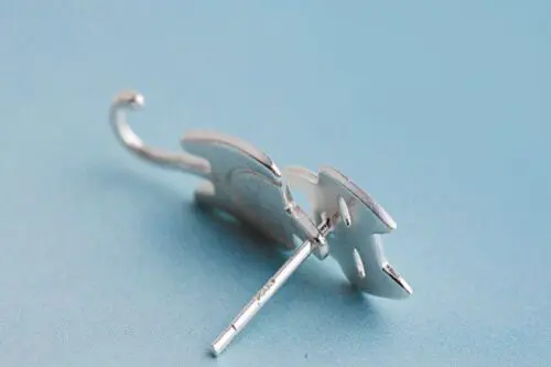 Whimsical Cat and Fish Earrings: Comet Catfish Sterling Silver